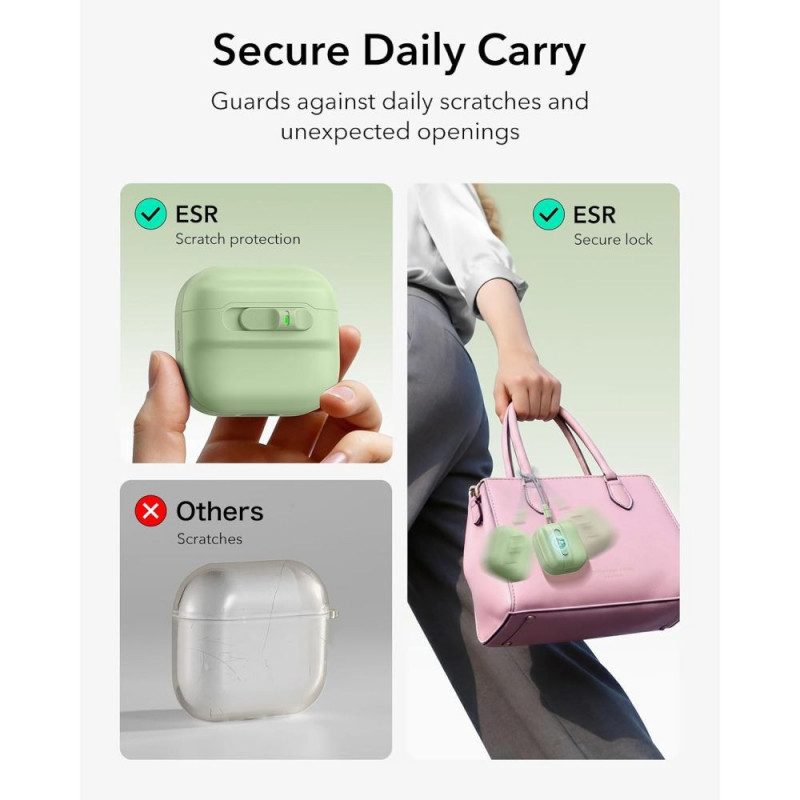 ESR Pulse HaloLock MagSafe apvalks Apple AirPods 4 / 5, gaiši zaļš