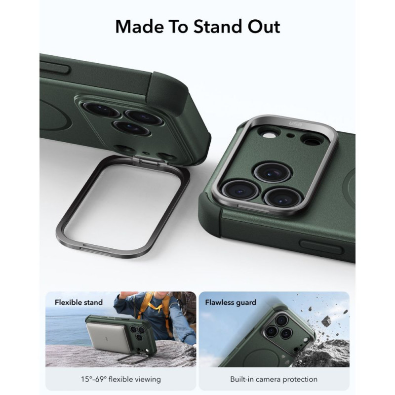 ESR Cyber Tough Kickstand MagSafe apvalks Apple iPhone 17 Pro / 18 Pro, zaļš