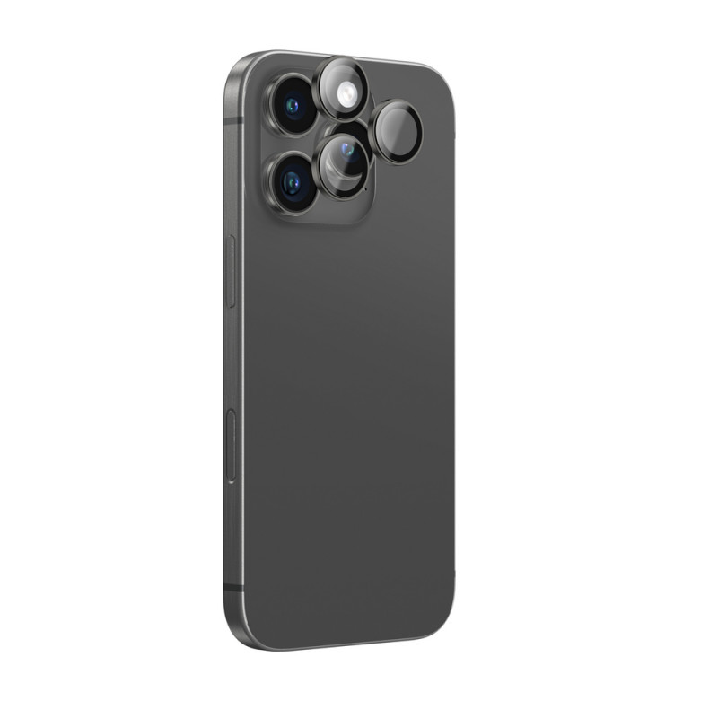 AmazingThing AR Aluminum 3 Lens Glass kameras objektīvu aizsargs ar rāmi iPhone 16 Pro / 16 Pro Max, melns