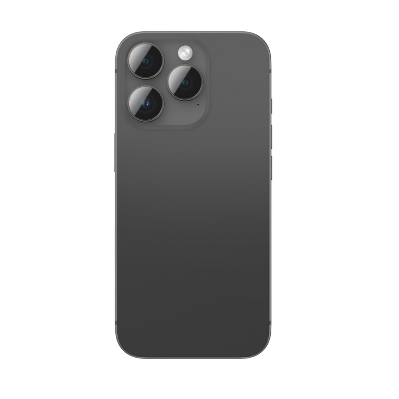 AmazingThing AR Aluminum 3 Lens Glass kameras objektīvu aizsargs ar rāmi iPhone 16 Pro / 16 Pro Max, melns