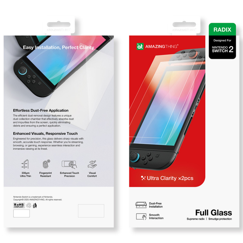 AmazingThing Radix Full Glass rūdīts stikls Nintendo Switch 2 (2 gab.)