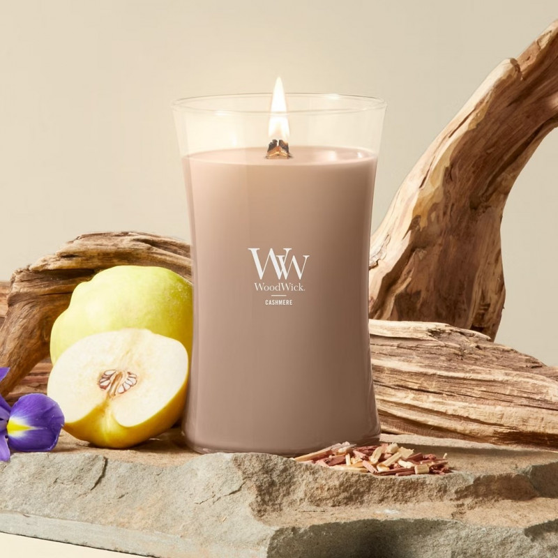 WoodWick Cashmere liela svece, 610 g, brūna
