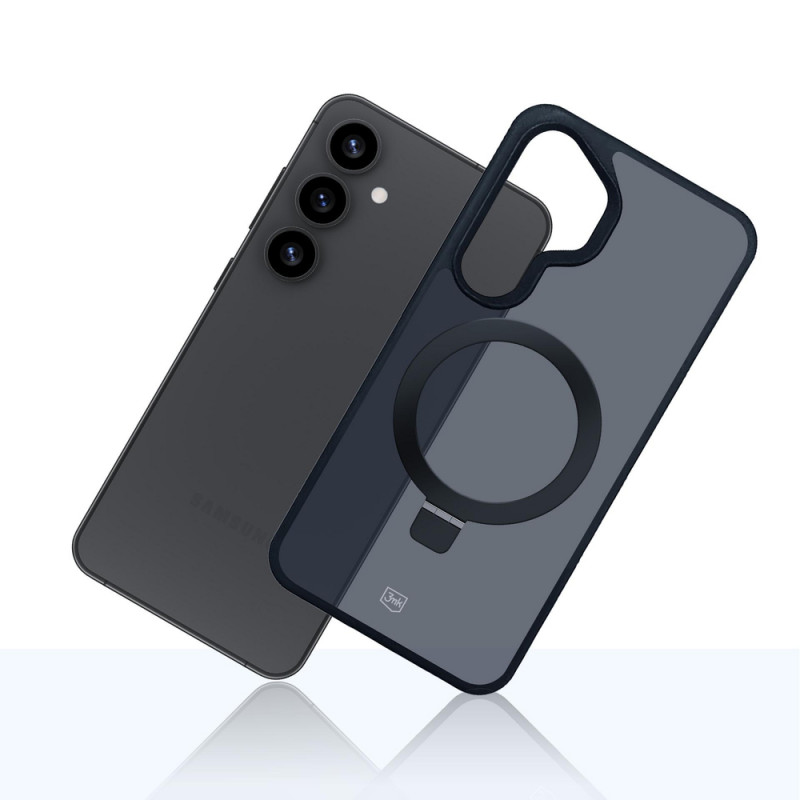 3MK Smoke Case Mag&Stand telefona apvalks Samsung Galaxy S25+, melns