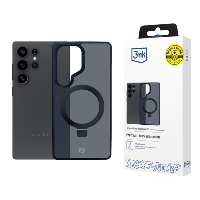 3MK Smoke Case Mag&Stand telefona apvalks Samsung Galaxy S25 Ultra, melns