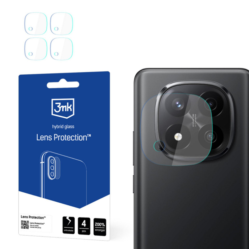 3MK Lens Protection hibrīdstikla kameras objektīva aizsargs, paredzēts Xiaomi Redmi Note 14 Pro+ (4 gab.)