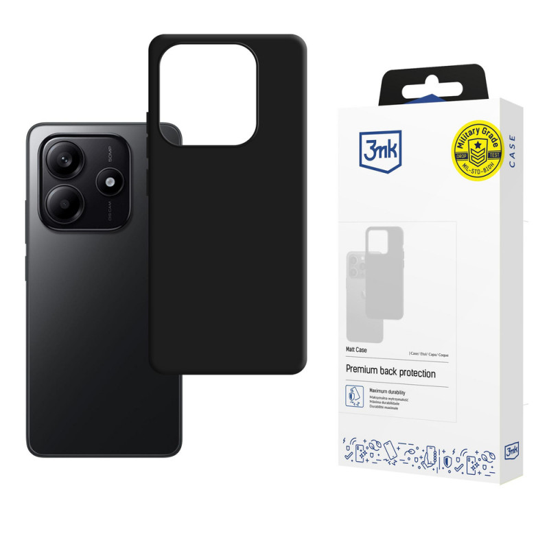 3MK Matt Case apvalks Xiaomi Redmi Note 14 4G, matēts melns