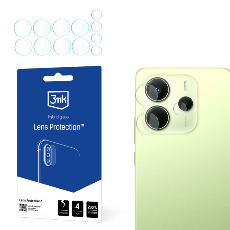 3MK Lens Protection hibrīda kameras stikls Xiaomi Redmi Note 14 4G (4 gab.)