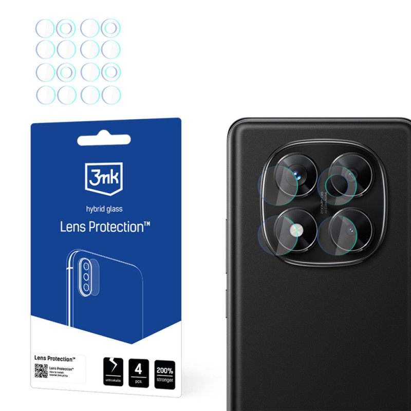 3MK Lens Protection hibrīda kameras objektīva stikls Xiaomi Redmi Note 14 Pro 4G (4 gab.)