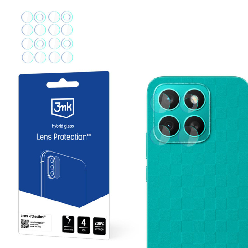 3MK Lens Protection hibrīda kameras objektīva stikls Honor X8c (4 gab.)