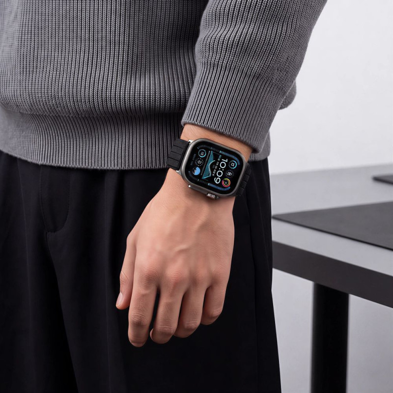 Tech-Protect Nylon Sport siksniņa Apple Watch 44/45/46/49 mm, melna
