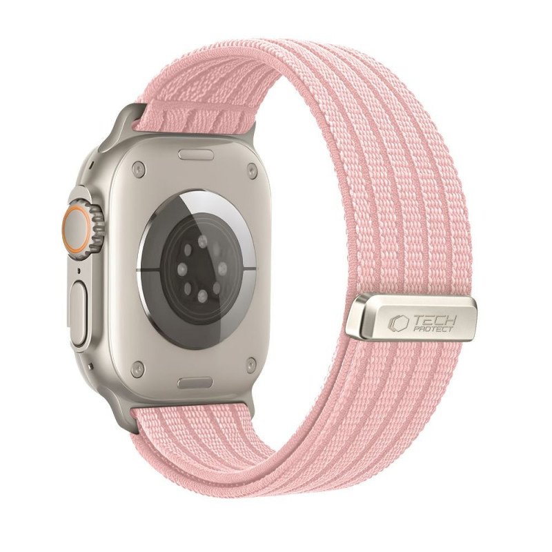 Tech-Protect Nylon Sport siksniņa Apple Watch 44/45/46/49 mm, gaiši rozā