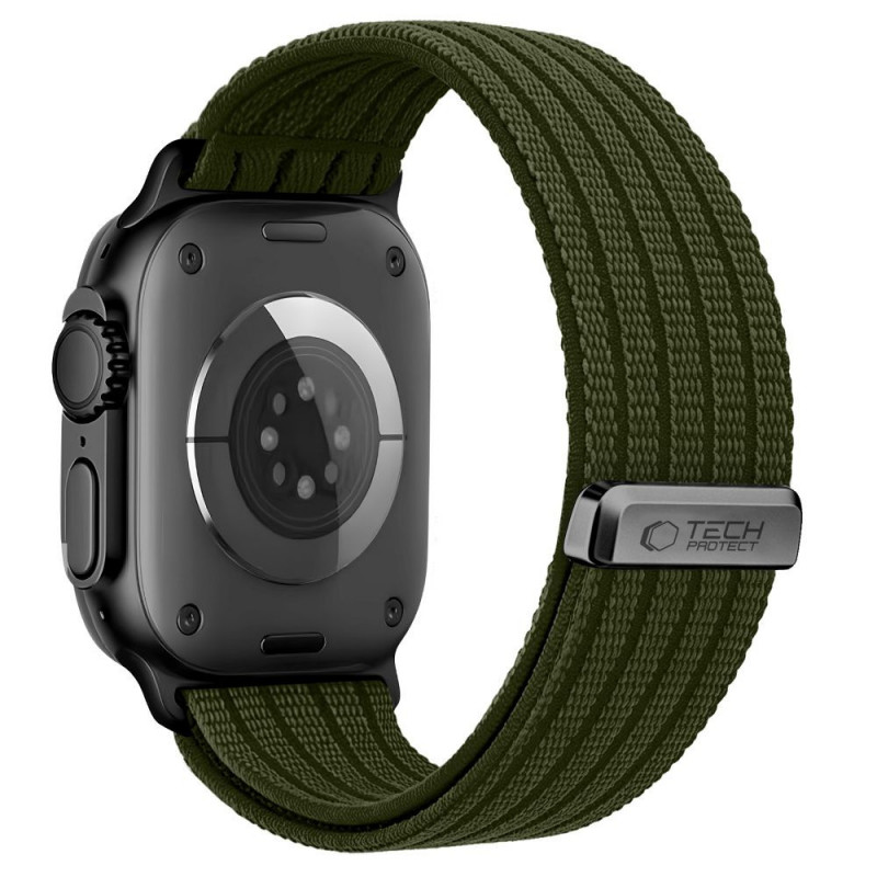 Tech-Protect Nylon Sport siksniņa Apple Watch 44/45/46/49 mm, tumši zaļa