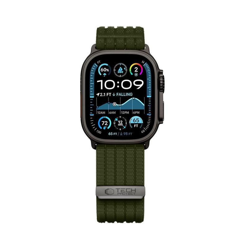 Tech-Protect Nylon Sport siksniņa Apple Watch 44/45/46/49 mm, tumši zaļa