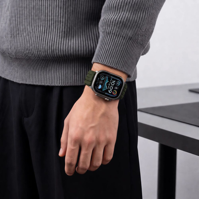Tech-Protect Nylon Sport siksniņa Apple Watch 44/45/46/49 mm, tumši zaļa