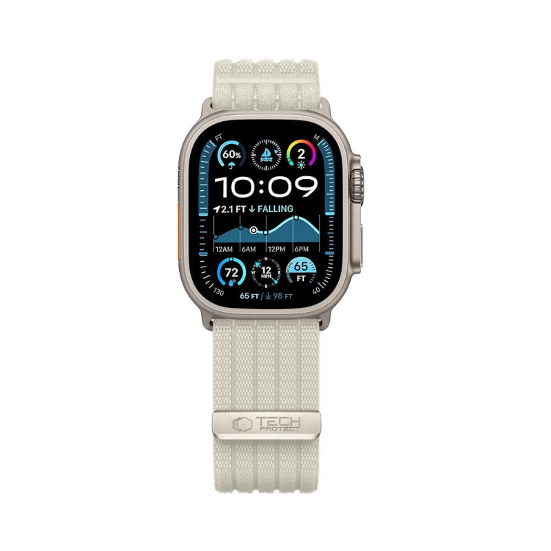 Tech-Protect Nylon Sport siksniņa Apple Watch 8 / 9 / 10 / 11 / SE / Ultra 44 / 45 / 46 / 49 mm pulksteņiem, Starlight
