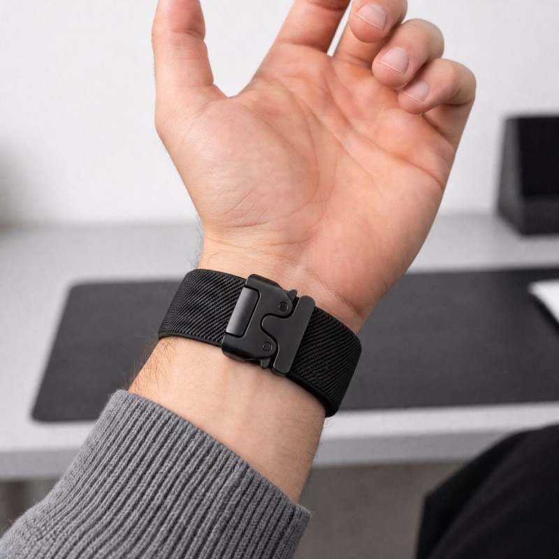 Tech-Protect Nylon Clasp pulksteņa siksniņa, paredzēta Samsung Galaxy Watch 8 / 9 / Classic 40 / 44 / 46 mm, melna