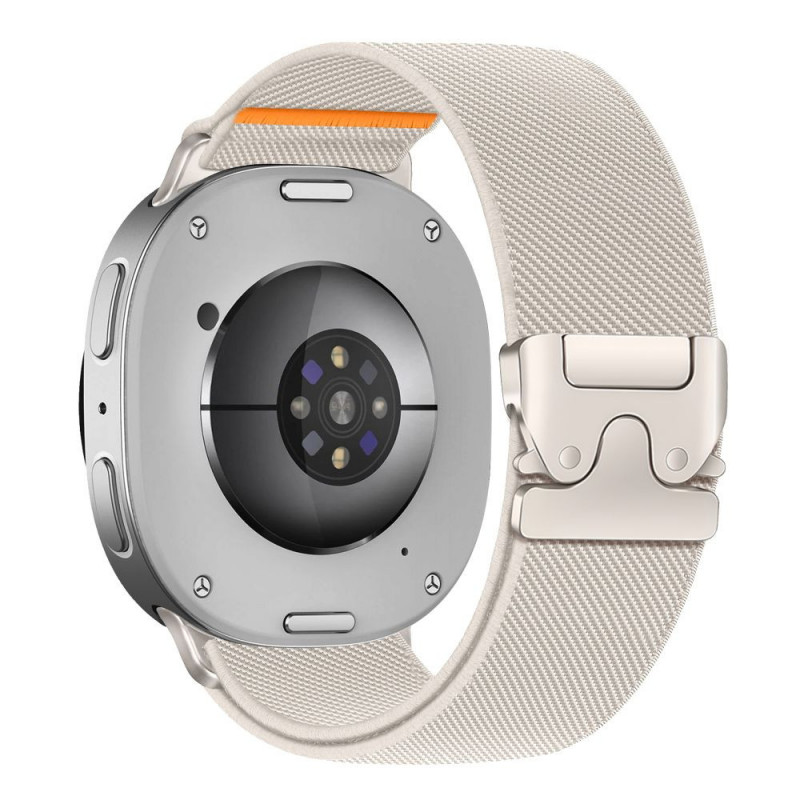Tech-Protect Nylon Clasp pulksteņa siksniņa, paredzēta Samsung Galaxy Watch 8 / 9 / Classic 40 / 44 / 46 mm, Starlight