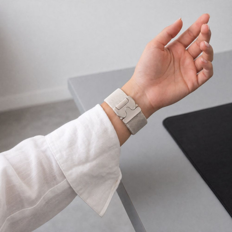 Tech-Protect Nylon Clasp pulksteņa siksniņa, paredzēta Samsung Galaxy Watch 8 / 9 / Classic 40 / 44 / 46 mm, Starlight