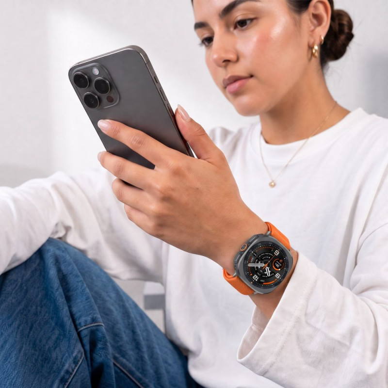 Tech-Protect Nylon Clasp pulksteņa siksniņa, paredzēta Samsung Galaxy Watch Ultra 1 / 2 2024-2026 47 mm, oranža