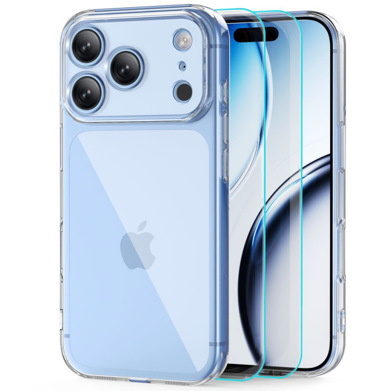 Tech-Protect FlexAir + Glass apvalks ar rūdīto stiklu (2 gab.) tālrunim Apple iPhone 17 Pro / 18 Pro, caurspīdīgs