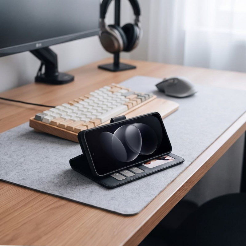 Tech-Protect Wallet maciņš-vāciņš Xiaomi Redmi Note 17 Pro Max 5G, matēts melns