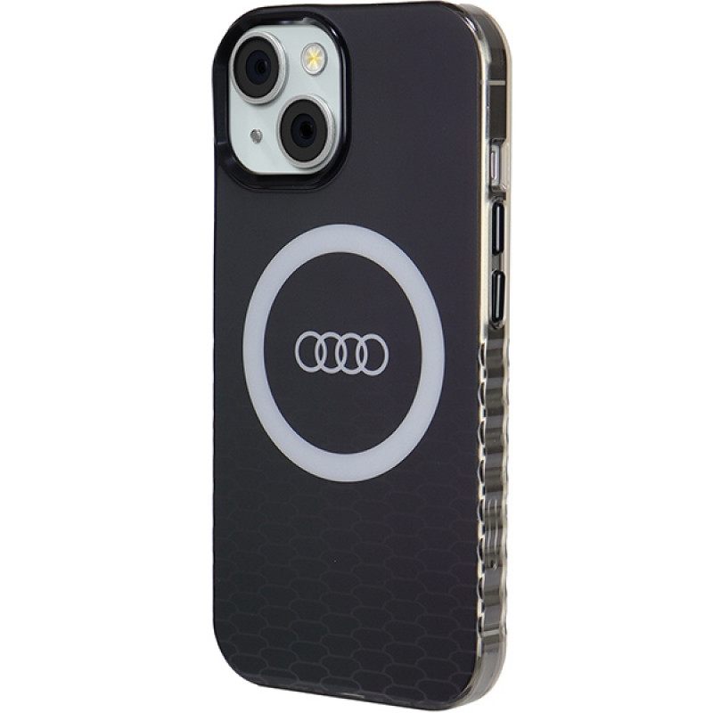 Audi IML Big Logo MagSafe apvalks iPhone 15 / 14 / 13, melns (AUDI000075)