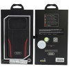 Audi R8 Genuine Leather MagSafe apvalks no īstas ādas iPhone 18 Pro / 17 Pro, melns ar sarkanu (AUDI000239)