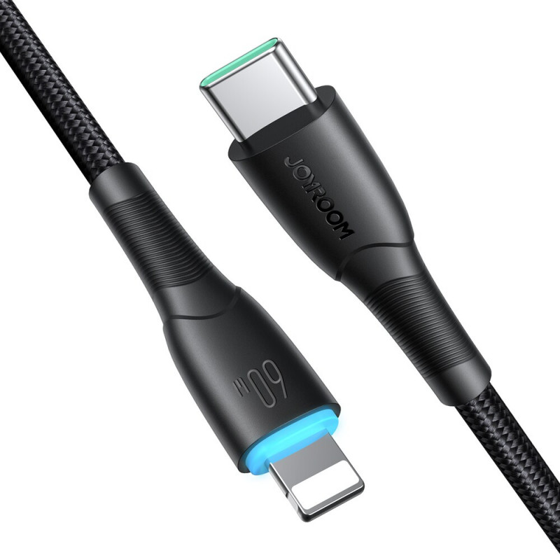 Joyroom Starry Series SA32-CC3 USB-C - USB-C kabelis, 60 W, 480 Mbps, 1 m, melns