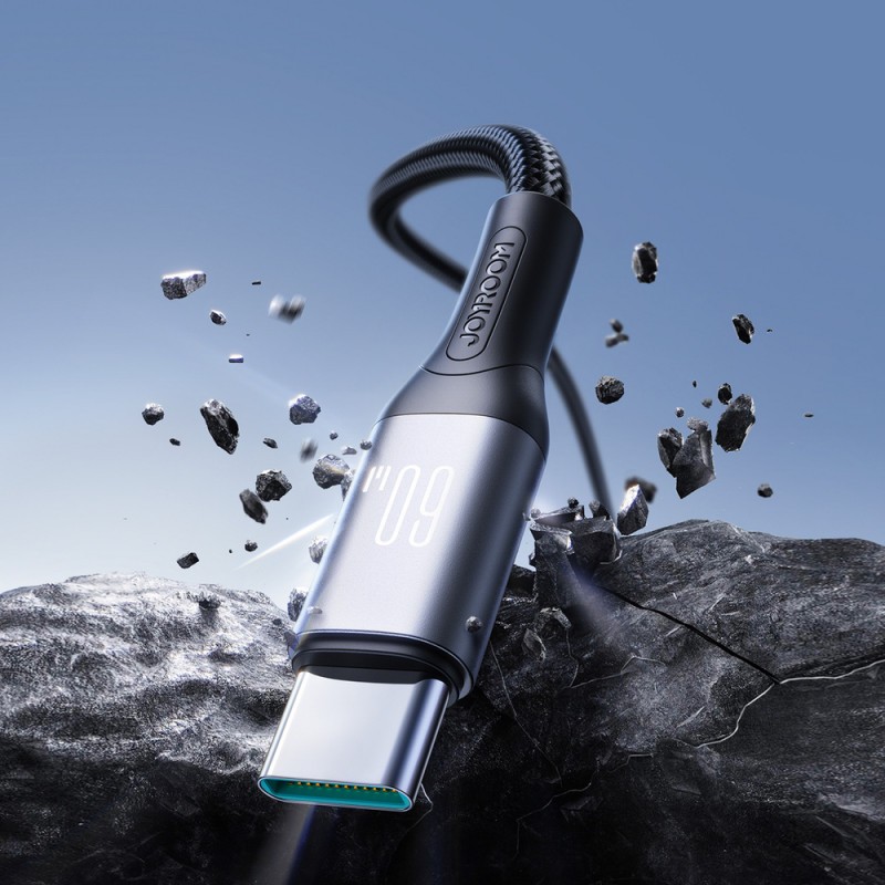 Joyroom Flash Series S-A28 USB-C - USB-C kabelis, 60 W, 480 Mbps, 1 m, melns