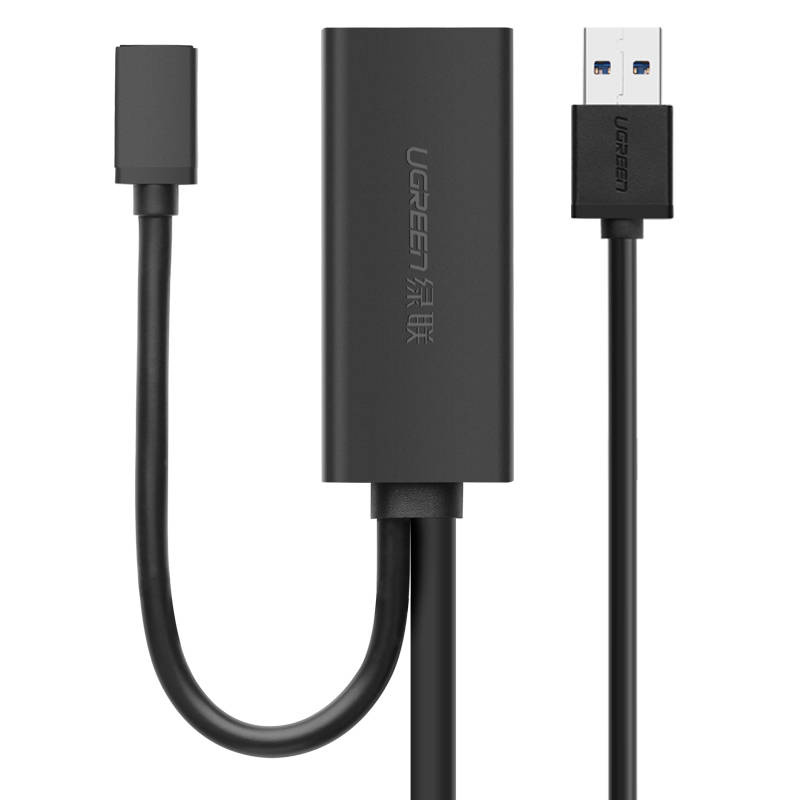 UGREEN US175 USB 3.0 pagarinātājkabelis ar micro USB barošanas pieslēgvietu, 5 m, melns