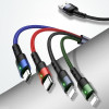 USAMS U26 SJ413USB01 (US-SJ413) 4 vienā pīts neilona kabelis, 3 m, 2 A (2x Lightning/microUSB/USB-C)