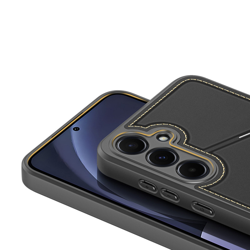 Dux Ducis Rafi II vāciņš Samsung Galaxy S25 ar statīvu un maciņu, melns