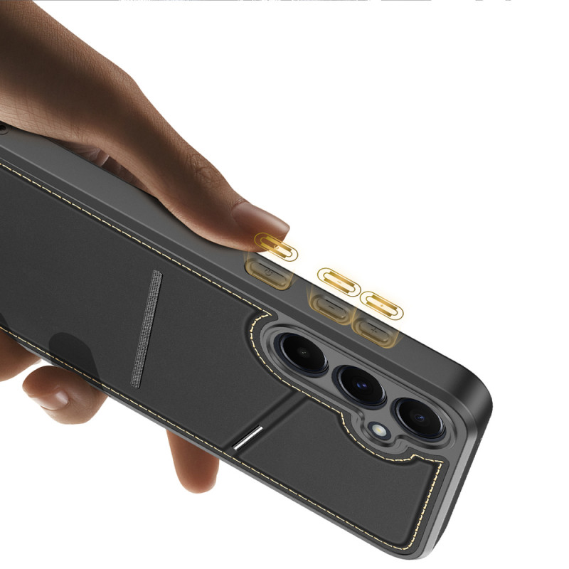 Dux Ducis Rafi II vāciņš Samsung Galaxy S25 ar statīvu un maciņu, melns