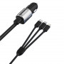 Dudao R5ProN auto lādētājs ar iebūvētu 3 vienā vadu (Lightning / USB-C / micro USB), 3,4 A, 1 m, melns
