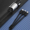 Dudao R5ProN auto lādētājs ar iebūvētu 3 vienā vadu (Lightning / USB-C / micro USB), 3,4 A, 1 m, melns