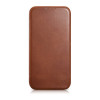 iCarer CE Oil Wax Premium Leather Folio Case magnētisks atverams futlāris iPhone 14 Plus, MagSafe, brūns (AKI14220707-BN)