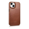 iCarer CE Oil Wax Premium Leather Folio Case magnētisks atverams futlāris iPhone 14 Plus, MagSafe, brūns (AKI14220707-BN)