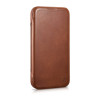 iCarer CE Oil Wax Premium Leather Folio Case magnētisks atverams futlāris iPhone 14 Plus, MagSafe, brūns (AKI14220707-BN)