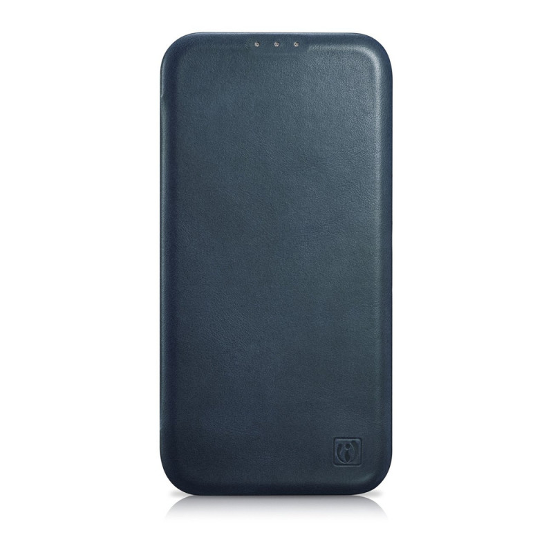 iCarer CE Oil Wax Premium Leather Folio Case magnētisks atverams futlāris iPhone 14 Plus, MagSafe, zils (AKI14220707-BU)