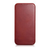 iCarer CE Oil Wax Premium Leather Folio Case magnētisks atverams futlāris iPhone 14 Plus, MagSafe, sarkans (AKI14220707-RD)