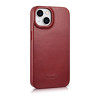 iCarer CE Oil Wax Premium Leather Folio Case magnētisks atverams futlāris iPhone 14 Plus, MagSafe, sarkans (AKI14220707-RD)