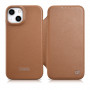 iCarer CE Premium Leather Folio Case magnētisks atverams futlāris iPhone 14 Plus, MagSafe, brūns (WMI14220715-BN)