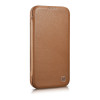 iCarer CE Premium Leather Folio Case magnētisks atverams futlāris iPhone 14 Plus, MagSafe, brūns (WMI14220715-BN)