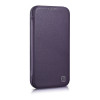iCarer CE Premium Leather Folio Case magnētisks atverams futlāris iPhone 14 Plus, MagSafe, tumši violets (WMI14220715-DP)