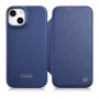 iCarer CE Premium Leather Folio Case magnētisks atverams futlāris iPhone 14 Plus, MagSafe, zils (WMI14220715-BU)