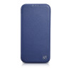 iCarer CE Premium Leather Folio Case magnētisks atverams futlāris iPhone 14 Plus, MagSafe, zils (WMI14220715-BU)