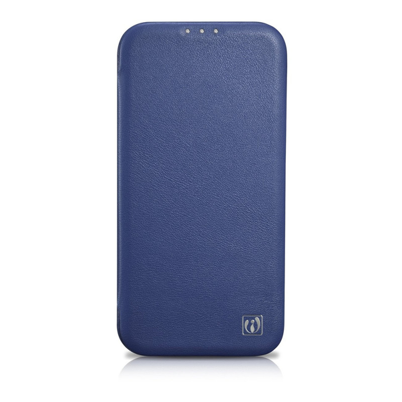 iCarer CE Premium Leather Folio Case magnētisks atverams futlāris iPhone 14 Plus, MagSafe, zils (WMI14220715-BU)