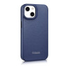 iCarer CE Premium Leather Folio Case magnētisks atverams futlāris iPhone 14 Plus, MagSafe, zils (WMI14220715-BU)
