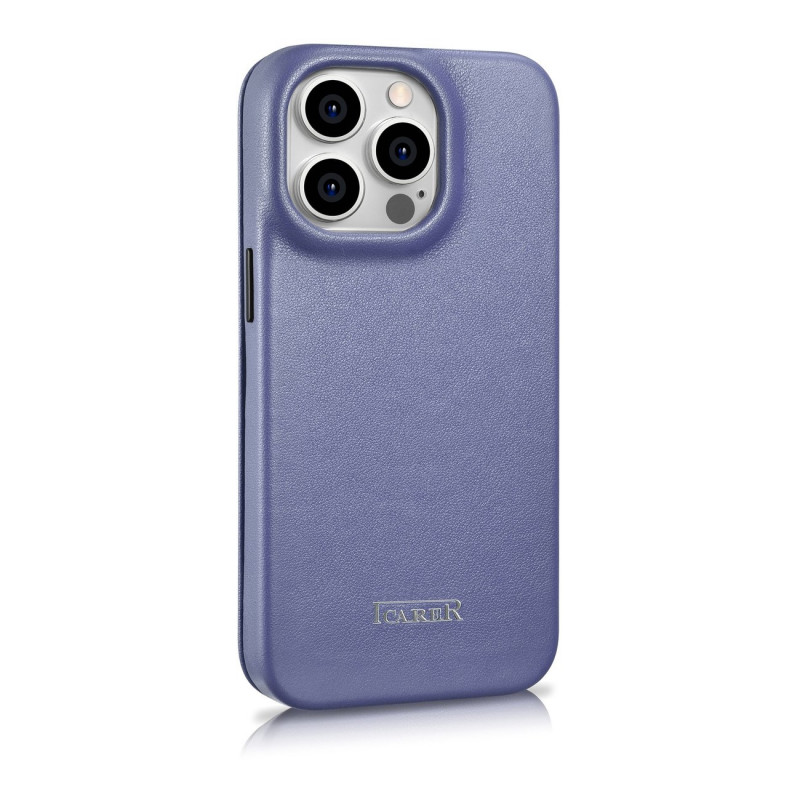 iCarer CE Premium Leather Folio Case ādas futlāris Apple iPhone 14 Pro Max, MagSafe, gaiši violets (ICR419)