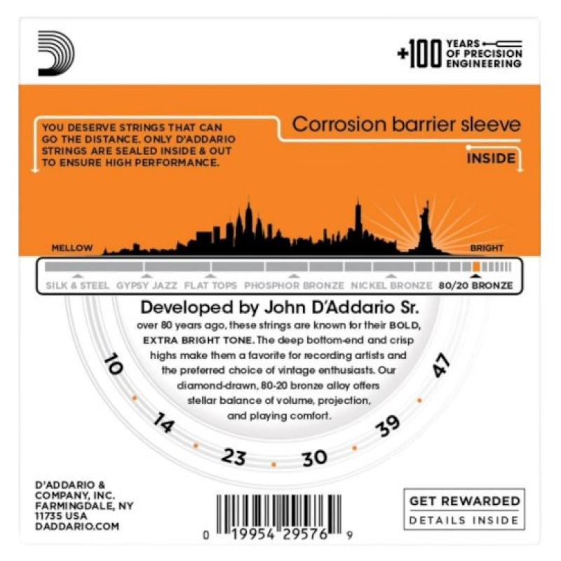 Daddario D'Addario EJ10 akustiskās ģitāras stīgas, 10-47
